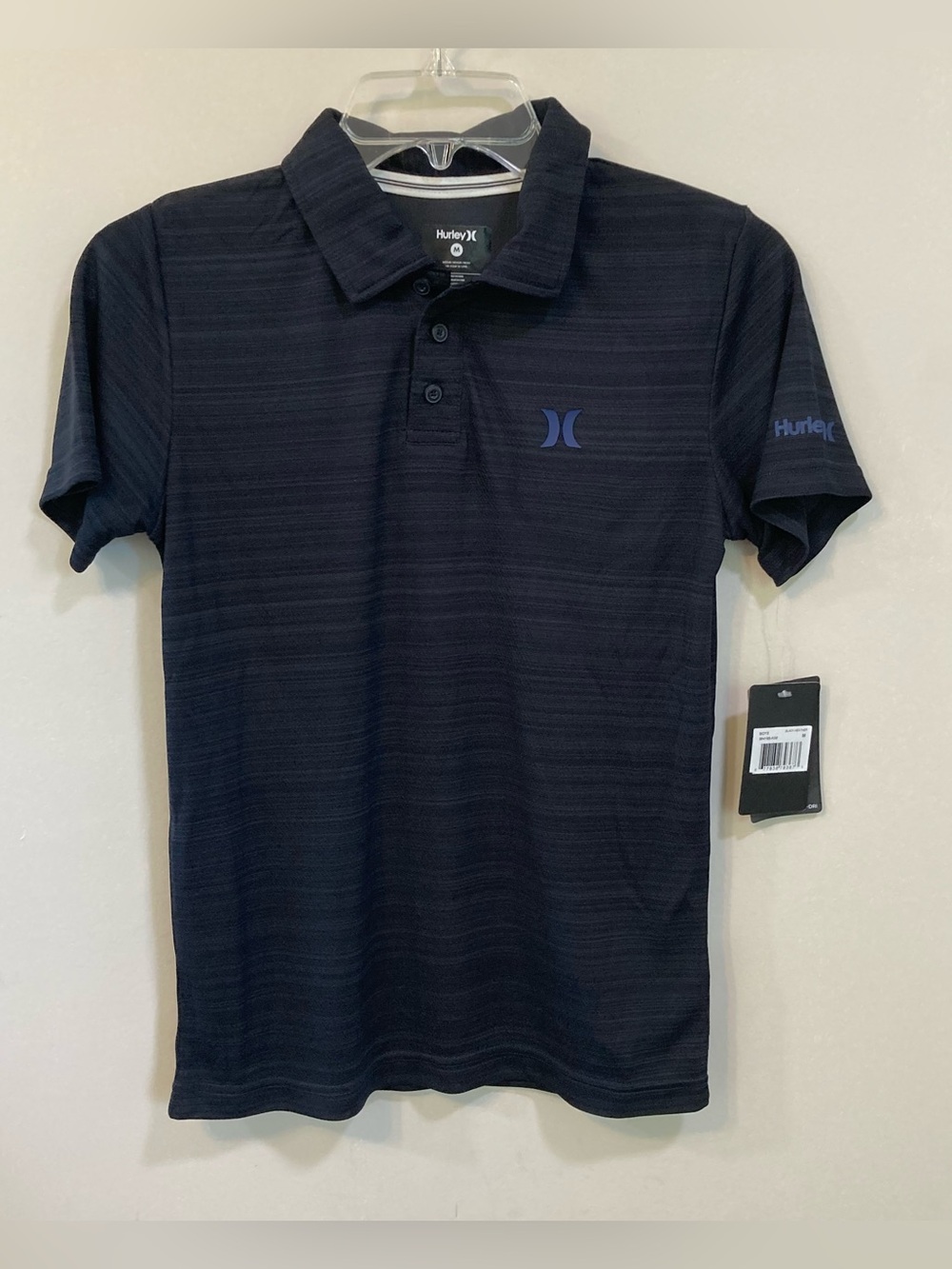 Hurley Boys 8-20 H20-Dri Polo Shirt Sz M (10-12) Black Heather